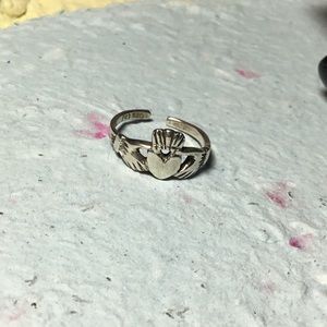 925 Sterling Silver Claddagh Ring Size 3.5 Toe Pinky Small Finger Adjustable